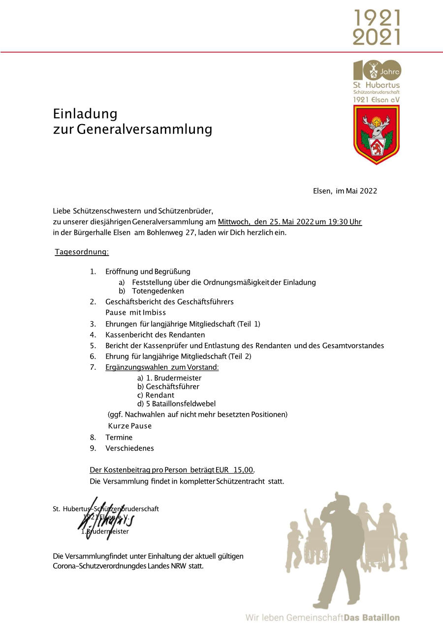 Einladung Generalversammlung 2022