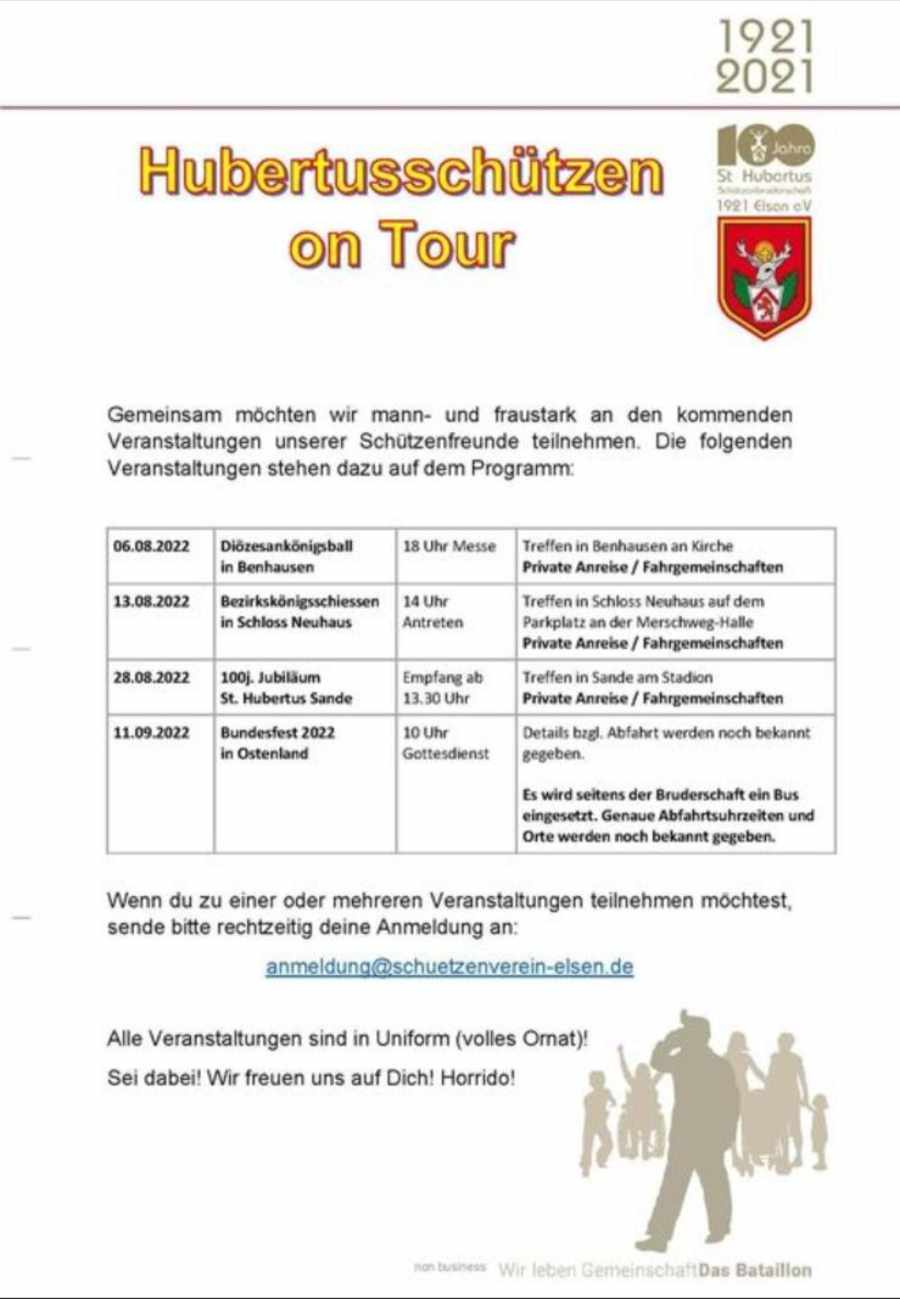 Informationen Hubertusschuetzen 2022