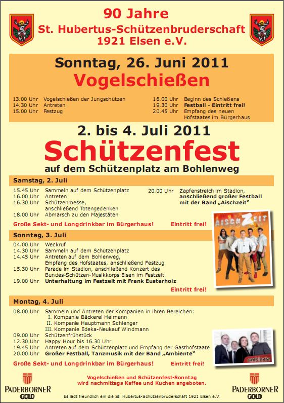 Plakat Schützenfest Elsen 2011